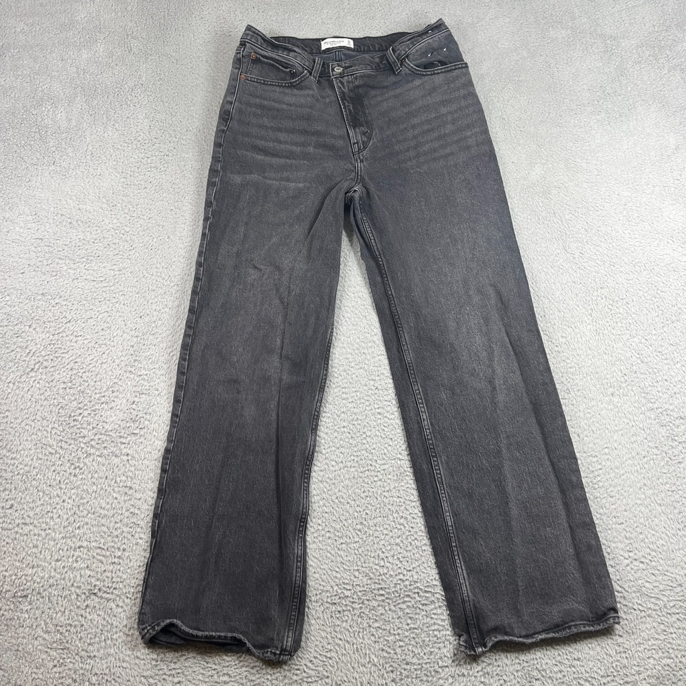 Abercrombie Jeans Womens 10 Black Denim 90s Relaxed High Rise Wide Leg